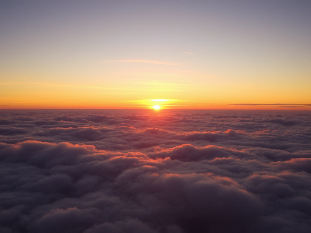 sunset over clouds with golden hues, 24mm lens, aperture f/11, ISO 100, shutter speed 1/125s, taken from a high vantage point, DSLR camera, soft focus background for depth