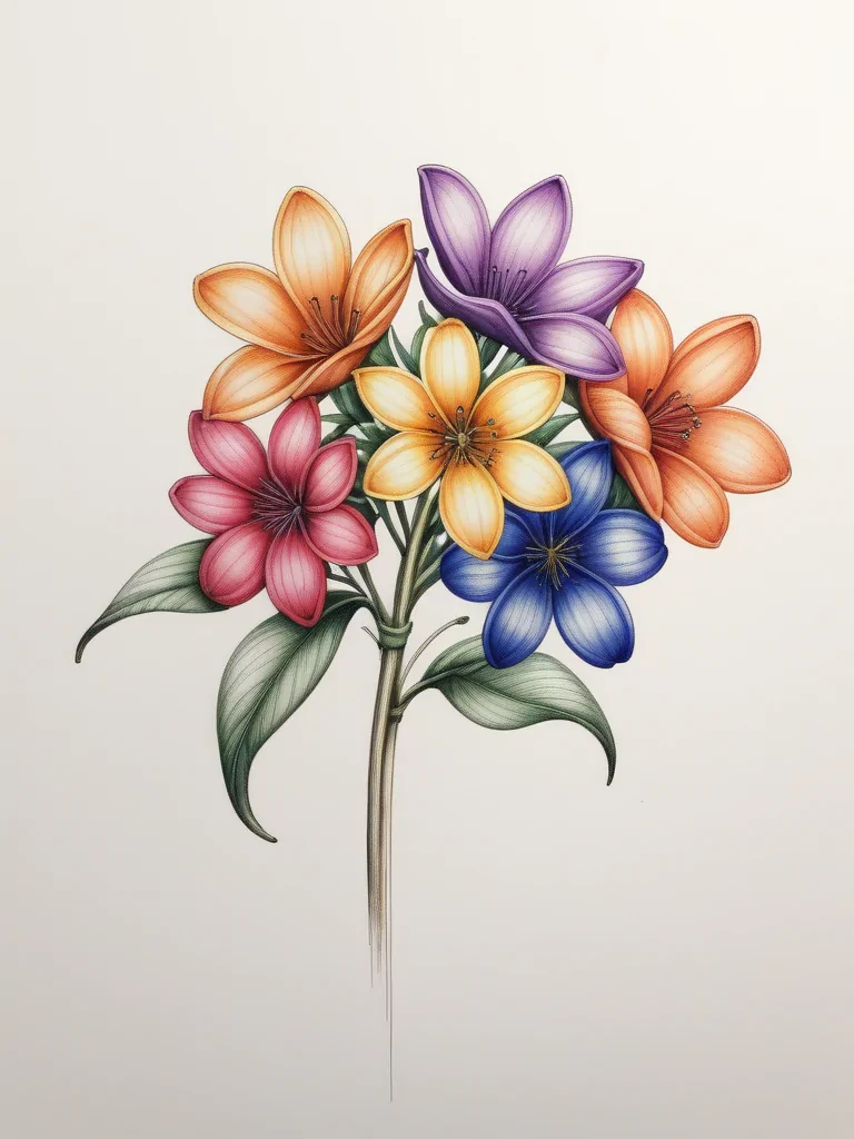 flower drawing colour