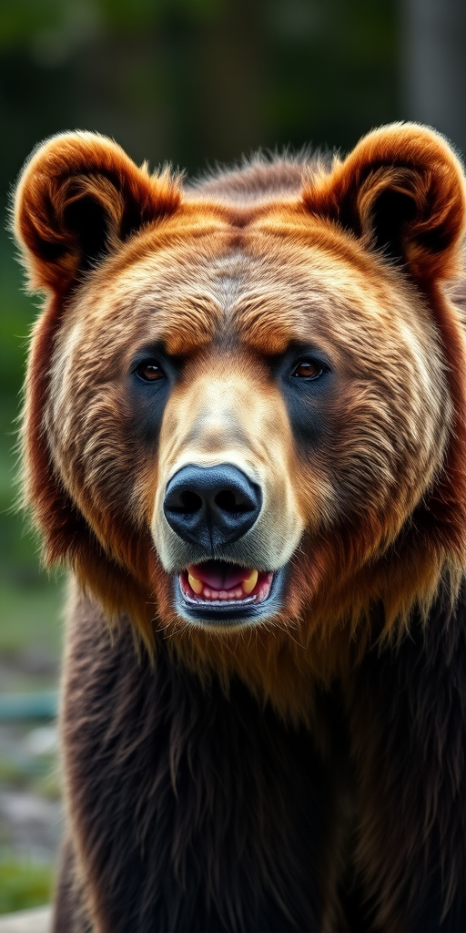 Grizzly bear portrait, shallow depth of field, ISO 200, f/2.8, 1/250s, 85mm lens, natural lighting, close-up view, DSLR camera.