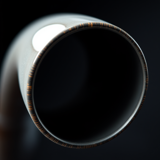 Create a high-resolution image of an abstract curved pipe object with a glossy finish, using a DSLR camera, settings at f/4.0 aperture, ISO 100, and shutter speed 1/200s, with a close-up view and a soft-focus background to enhance depth.