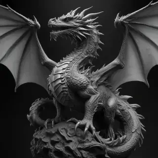 dragon black and white