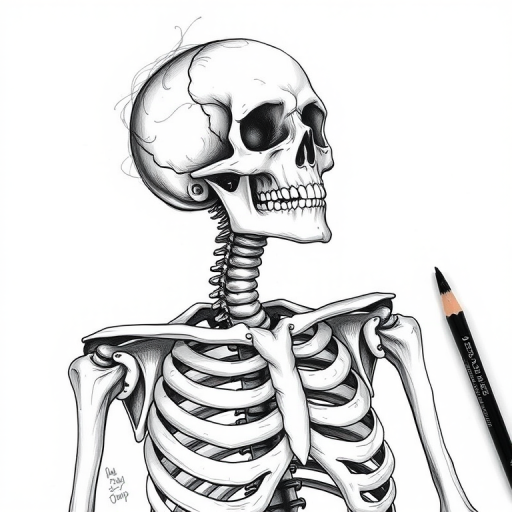 creative skeleton drawing art