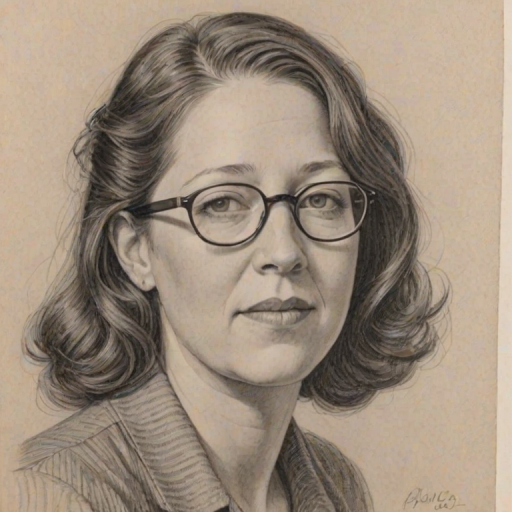 Delightful Ann Dowd, pencil sketch, portrait of Ravishing woman 1931s in glasses, hair style beatnik, outline, clear lines, fine lines, 8k