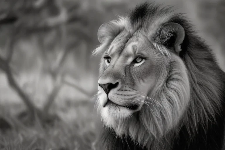 lion black and white
