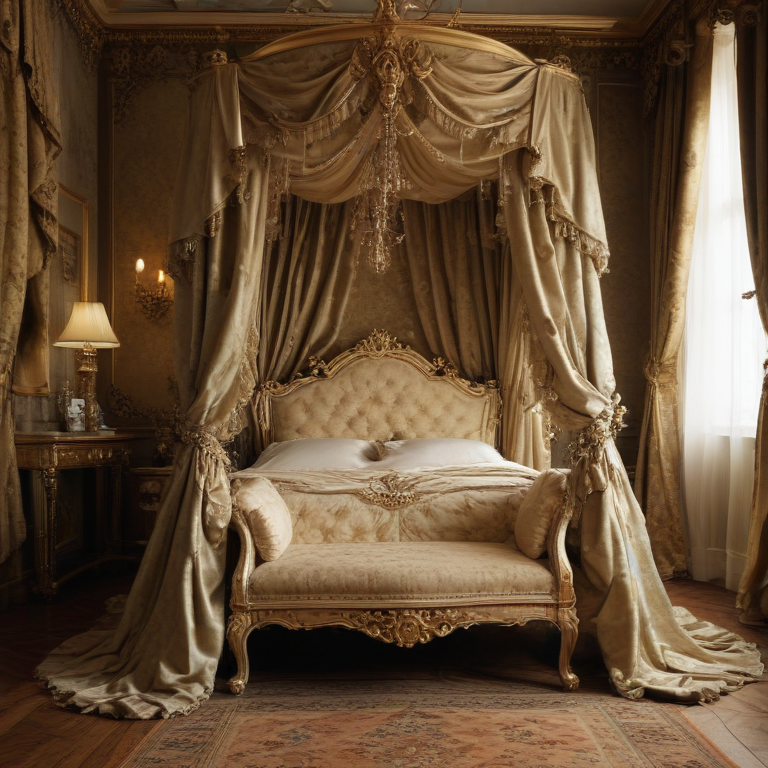 Luxurious Canopy Bed in an Elegant, Opulent Bedroom Setting
