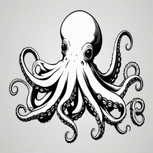 octopus clip art black and white