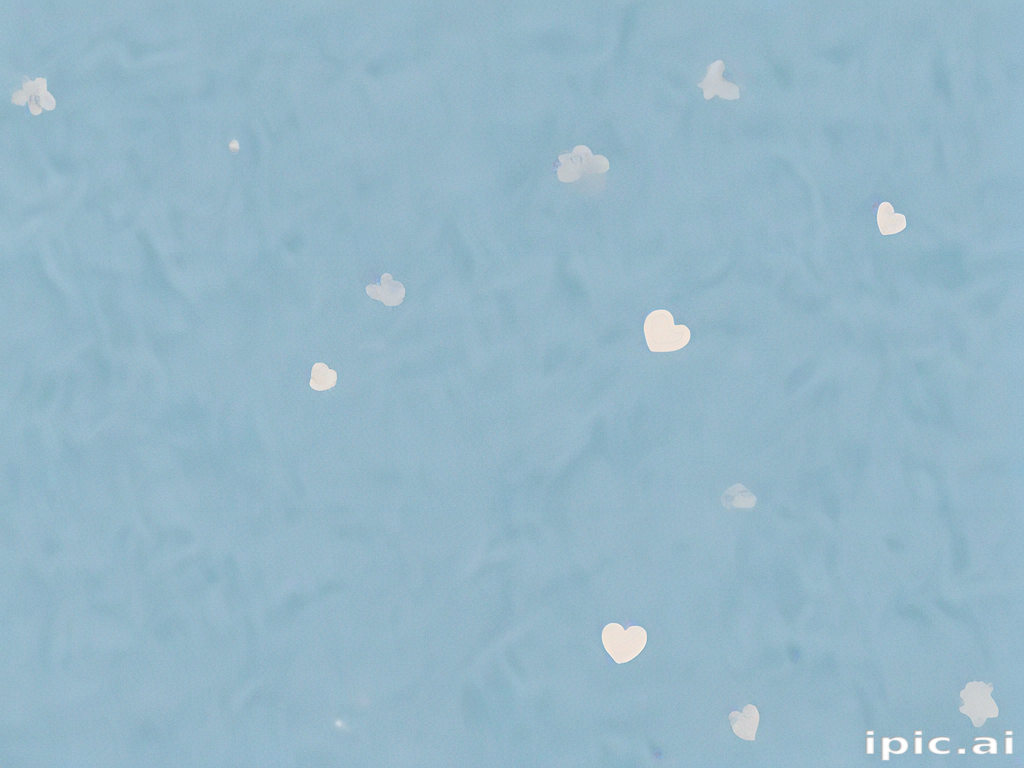 Delicate Hearts Floating on a Soft Blue Background of Dreams