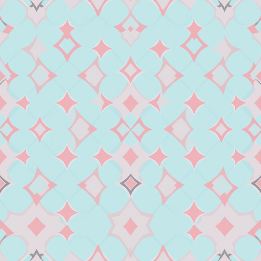 Generate a seamless pattern featuring interlocking diamonds in pastel blue and pink colors with a clean and modern design; use a Canon EOS R5, 50mm lens, f/8 aperture, 1/125 shutter speed, ISO 100, and focus on vibrant color enhancement.