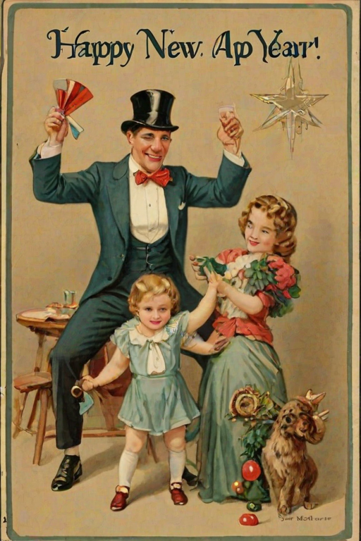 happy new year vintage