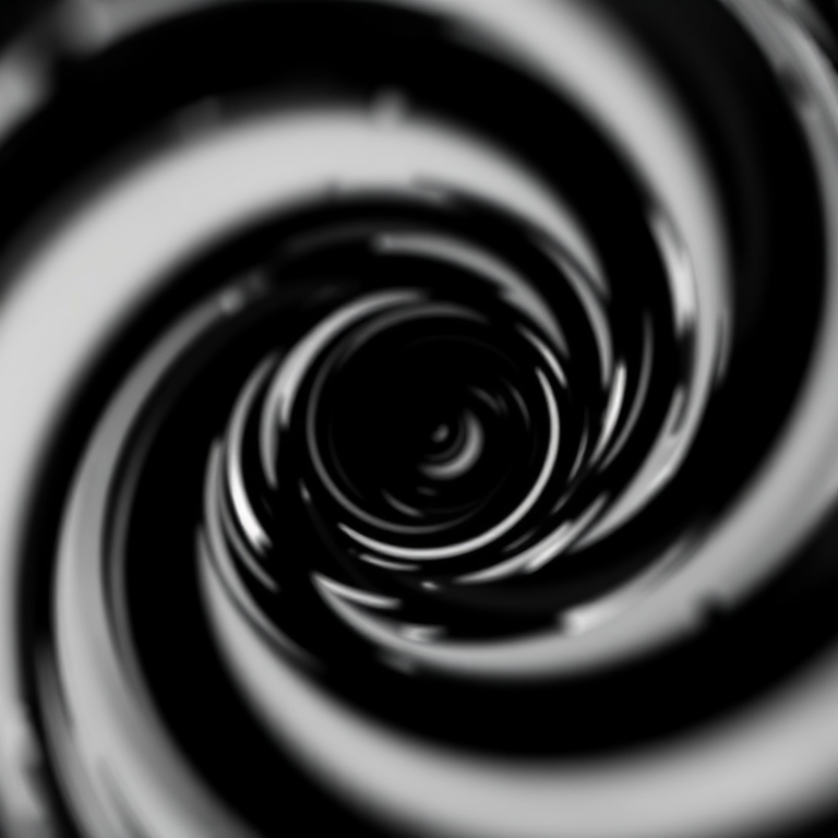 Generate an abstract black and white circular pattern, macro shot, f/2.8, 1/100s, ISO 200, taken with a DSLR camera using a 50mm lens, high contrast with sharp details.