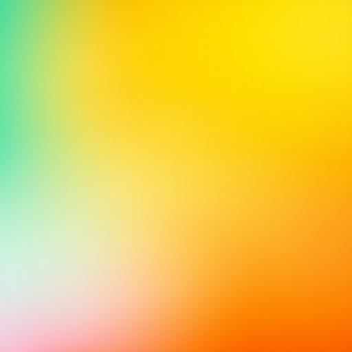 Create a vibrant gradient art piece with smooth transitions from turquoise to bright yellow, then to orange, using a Canon EOS R5, aperture f/8, ISO 100, 50mm lens, shot from a straight-on view with soft diffused lighting to enhance color depth.