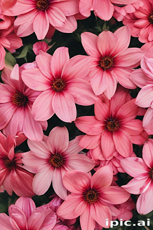 A Vibrant Display of Delicate Pink Flowers in Full Bloom.