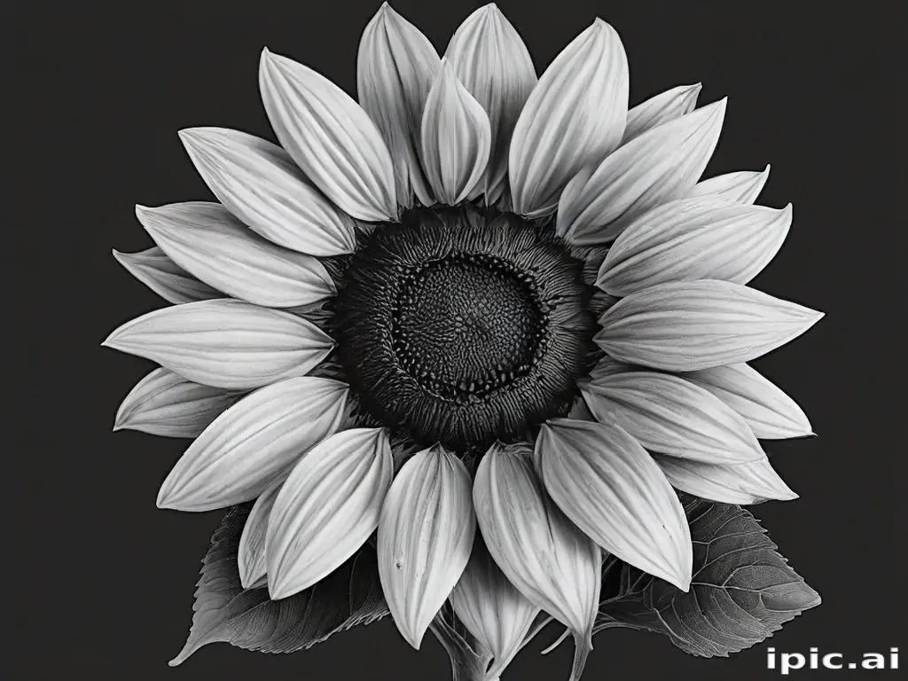 clip art sunflower black and white