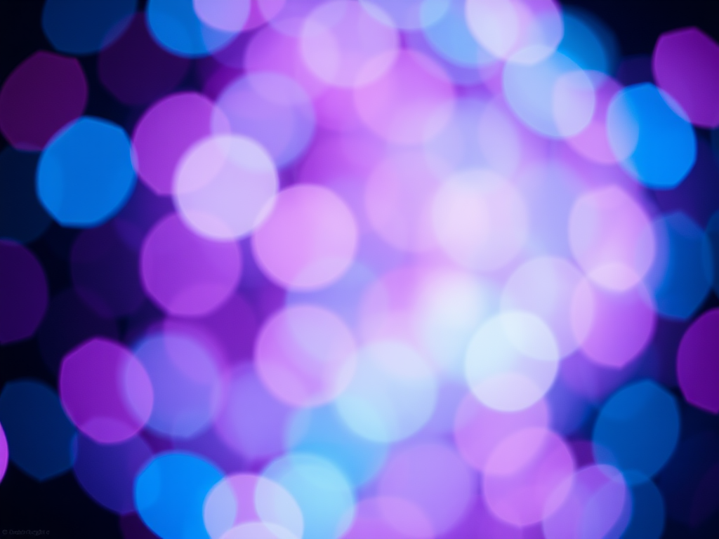Create an abstract image of swirling multicolored bokeh lights in vibrant hues of blue, purple, and pink, using a Canon EOS R camera with a 50mm lens, aperture set to f/1.8, ISO 100, shutter speed 1/60s, capturing a shallow depth of field with a soft focus background and a high dynamic range for enhanced brightness and contrast.