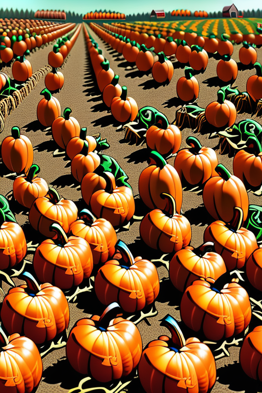 Vibrant Pumpkin Patch with Rows of Lush Orange Pumpkins Ready for Harvest