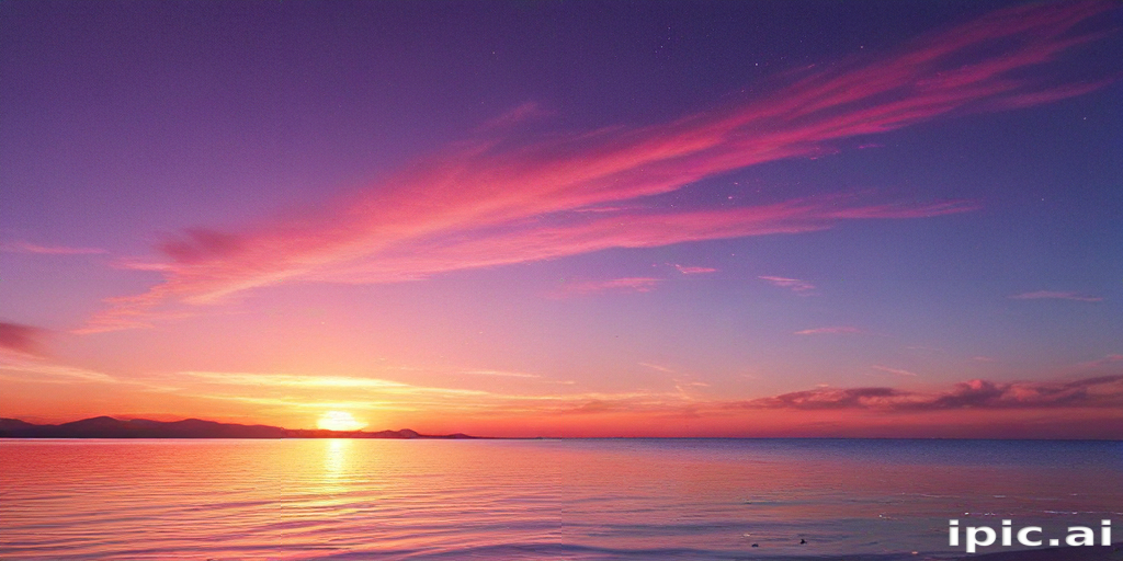 A Breathtaking Sunset Over Calm Waters with Vibrant Colors and Clouds