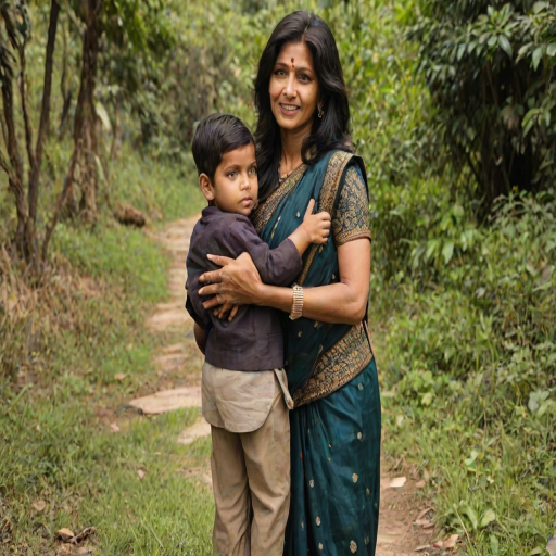 mom and son indian