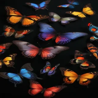 butterflies in black background