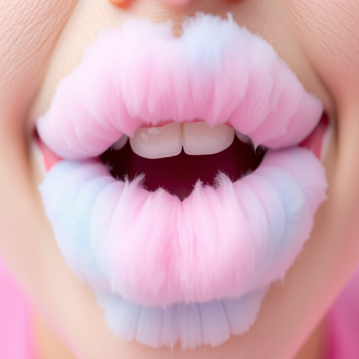 Dreamy cotton candy lips blend soft pink and blue hues, creating a whimsical ombre effect reminiscent of fluffy fairground treats