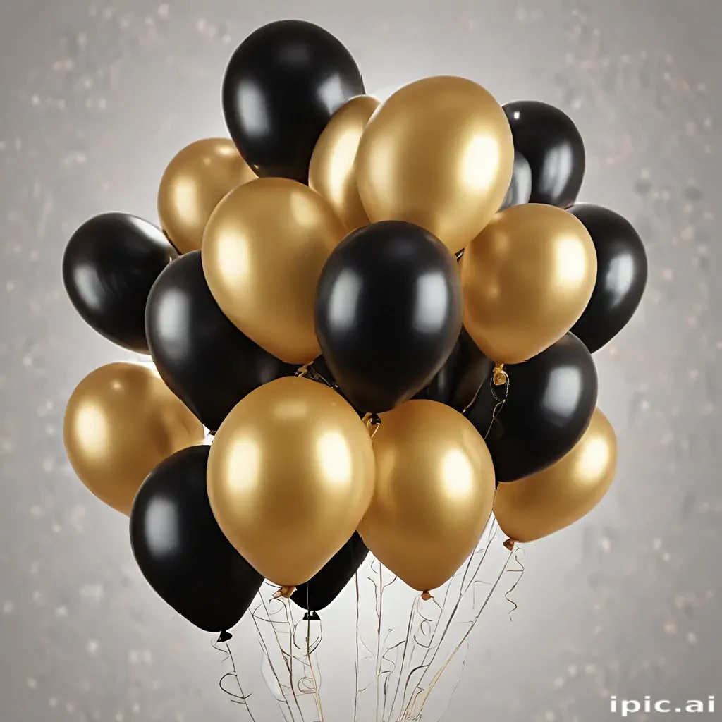 black and gold balloons png
