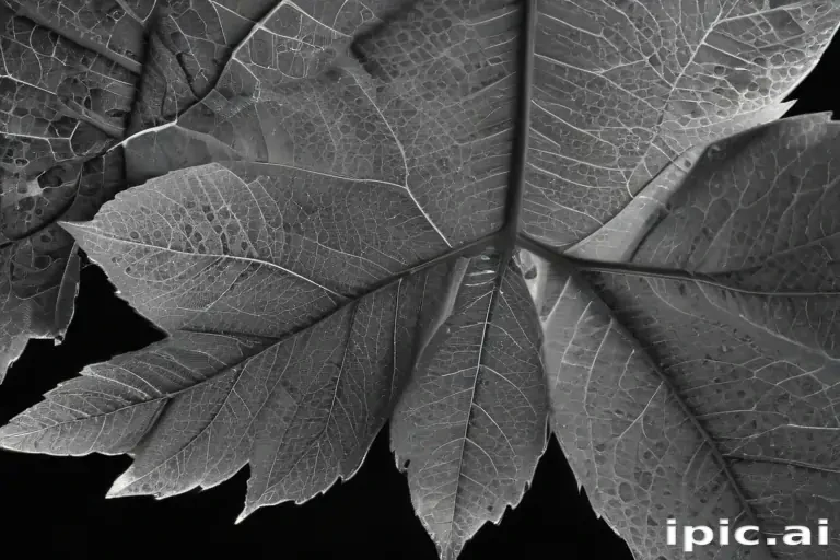 leaf in black and white
