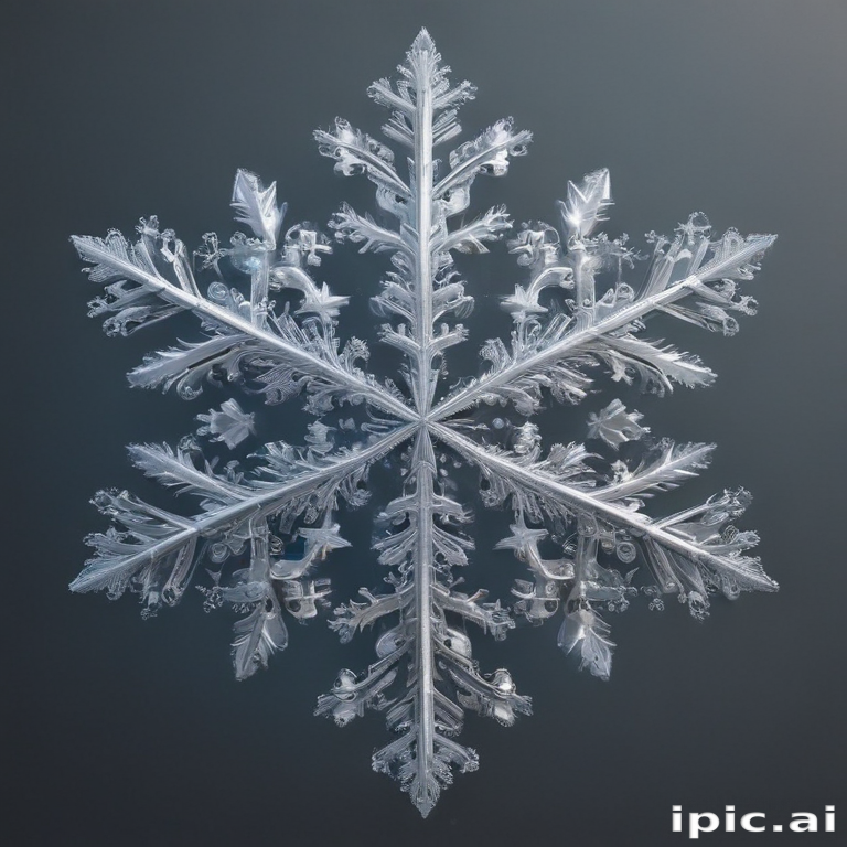 Intricate and Delicate Patterns of a Beautifully Designed Snowflake Crystal