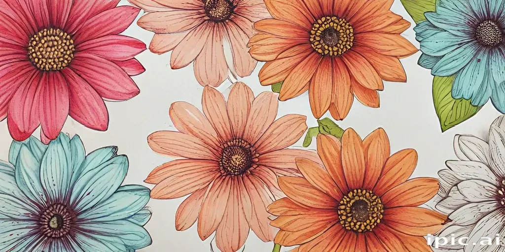 flower drawing images with colour