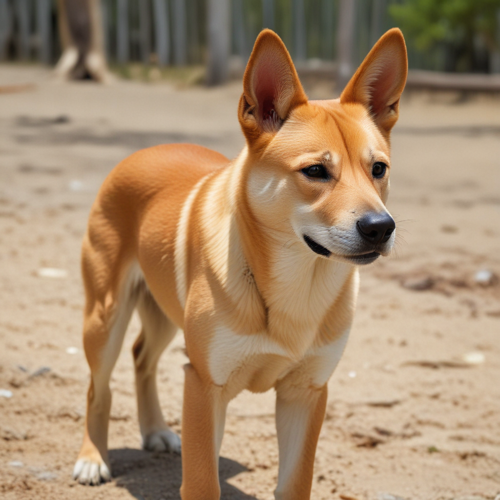 A Playful Dog Enjoys a Sunny Day at the Beach.