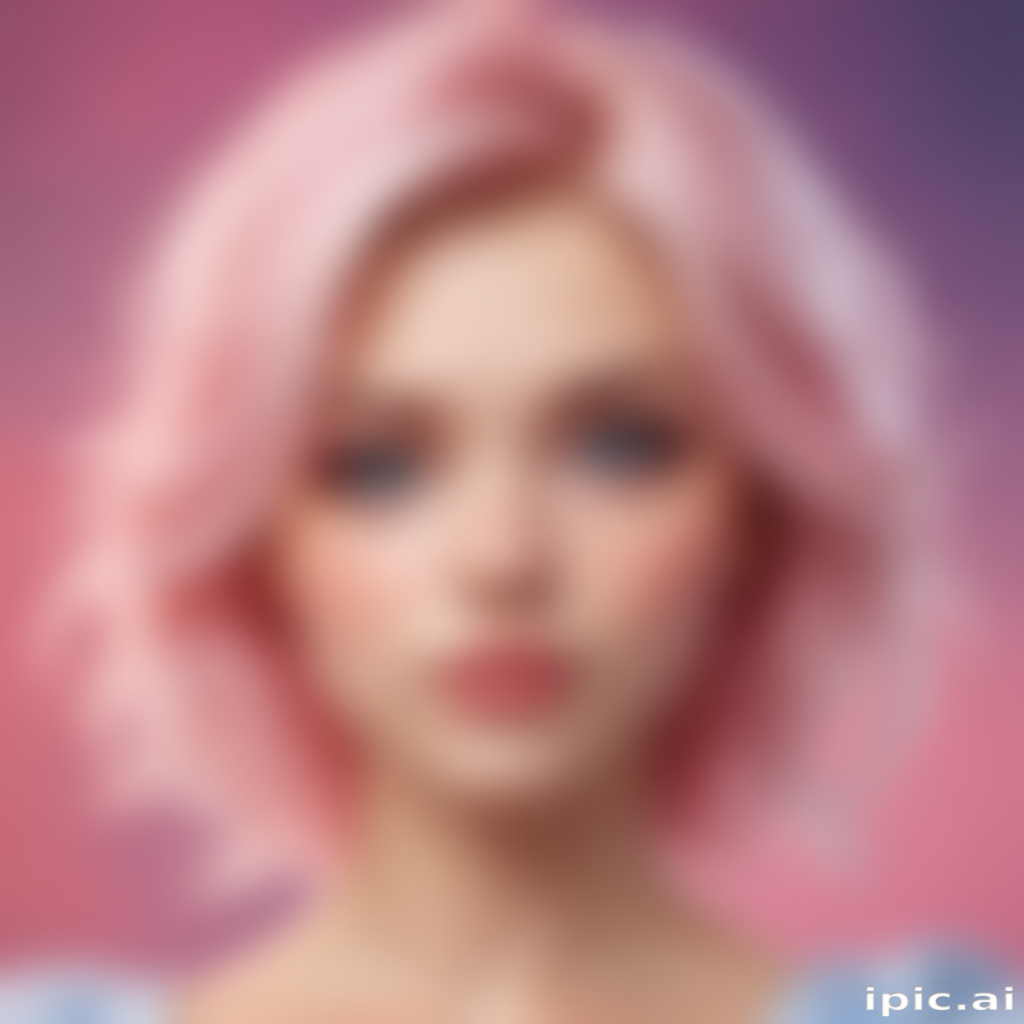 Stylized Portrait of a Young Woman with Vibrant Pink Hair and Soft Features