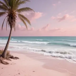 pastel pink beach wallpaper