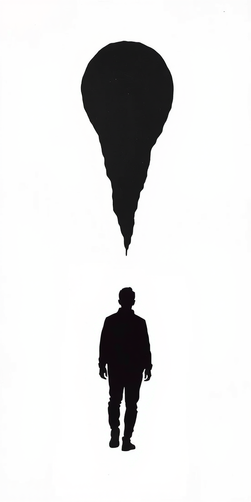 Generate an image of a minimalist black silhouette artwork on a white background, shot with a Canon EOS R5, 50mm lens, aperture f/1.8, ISO 100, natural light, top-down view, sharp focus.