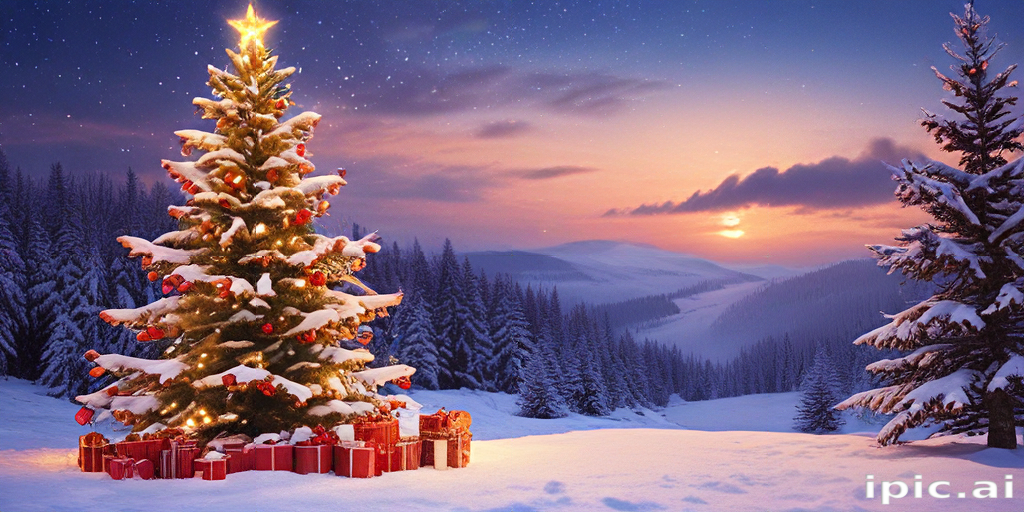Magical Winter Wonderland with a Beautifully Decorated Christmas Tree ...