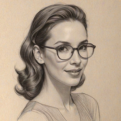 Delightful Christy Carlson Romano, pencil sketch, portrait of Delightful woman 1933s in glasses, hair style beatnik, outline, clear lines, fine lines, 8k