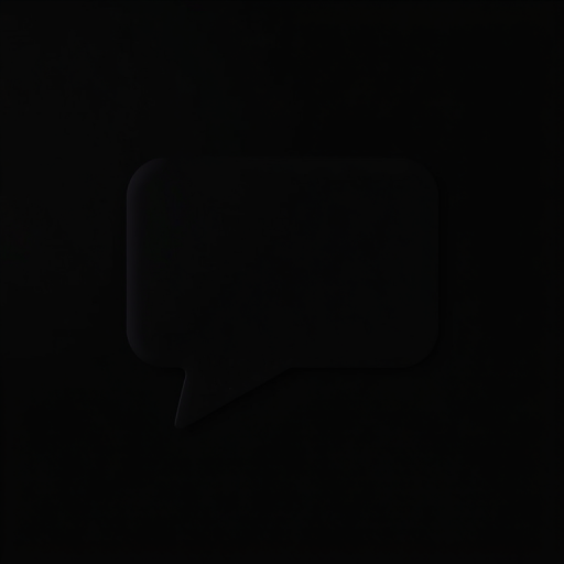 Create a clean and minimalistic speech bubble on a solid black background, using a Canon EOS R5 camera with a 50mm lens at f/2.8, ISO 100, and a shutter speed of 1/125s, capturing a clear and crisp image focused on the speech bubble from a straight-on view.