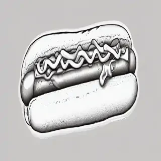 hot dog clipart black and white