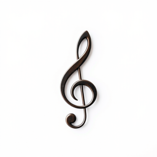 create a high-resolution image of a musical treble clef symbol on a white background, using a DSLR camera with a 50mm lens, aperture f/2.8, ISO 100, shot at 100mm focal length, natural lighting, and a simple, clean style to enhance clarity and contrast