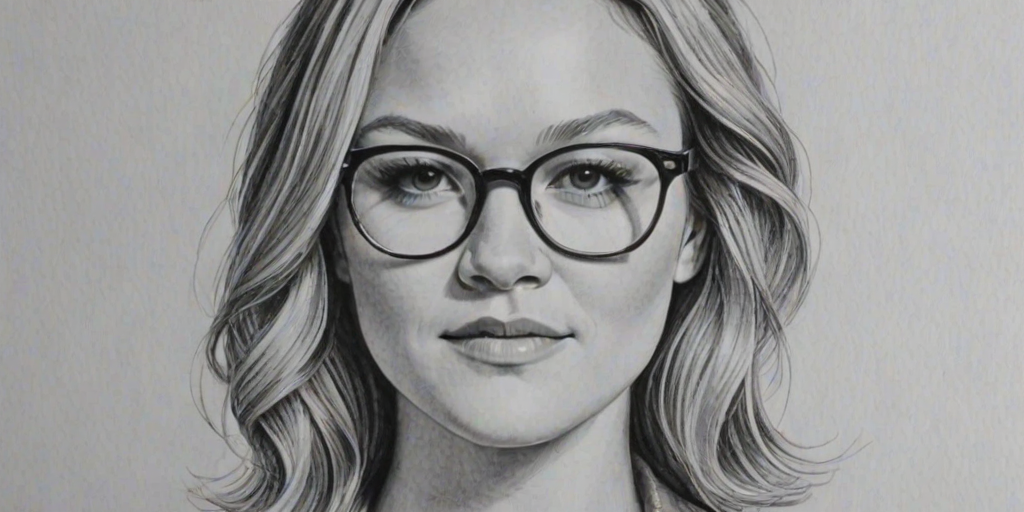 Enticing Julia Stiles, pencil sketch, portrait of Magnificent woman 1967s in glasses, hair style beatnik, outline, clear lines, fine lines, 8k