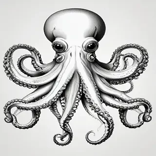 octopus clipart black and white