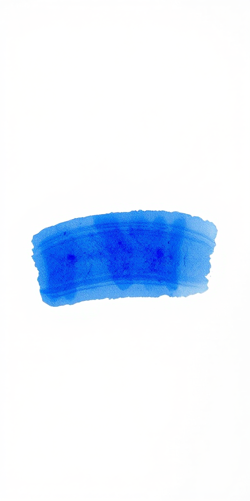 Create an image of a watercolor blue paint swatch on a white background, using a DSLR camera with a 50mm lens, aperture set to f/4 for depth of field, ISO 100 for minimal grain, and a soft natural light setup for even illumination.