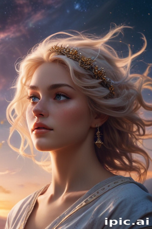 Enchanting Portrait of a Young Woman with Golden Hair and Crown