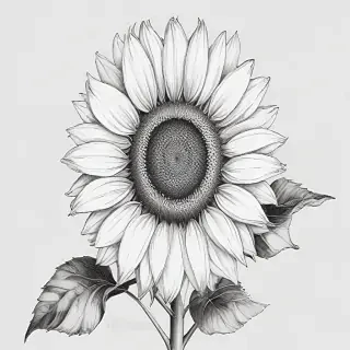 clip art sunflower black and white