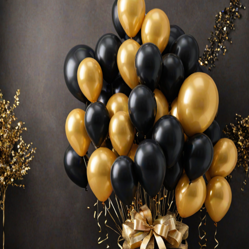 black and gold balloons png
