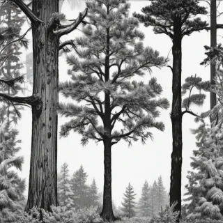 black and white pine tree clip art