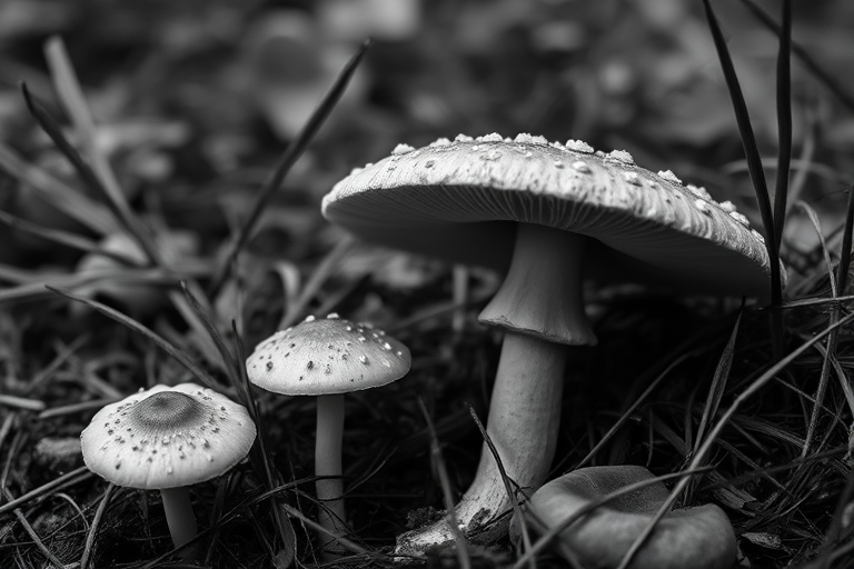 mushroom black and white
