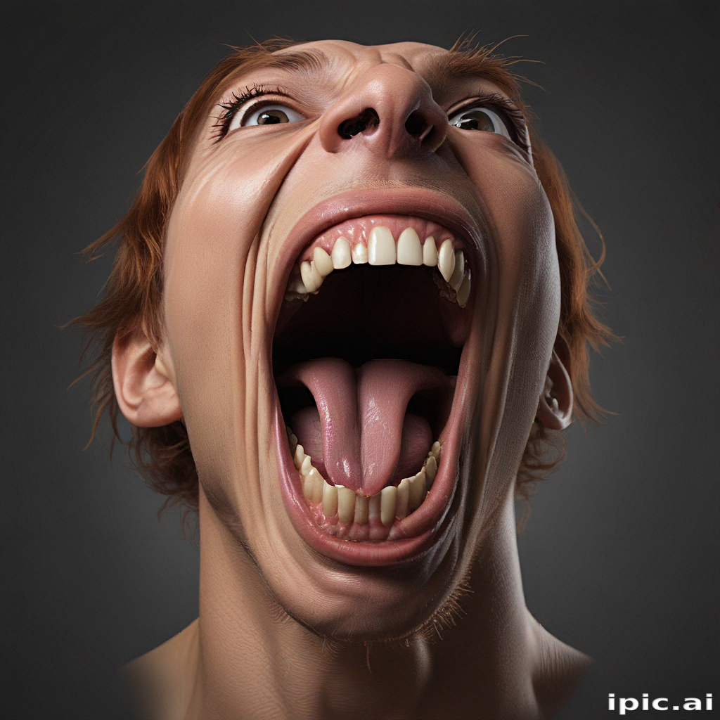Expressive Portrait of a Person Yelling with Intense Emotion and Energy