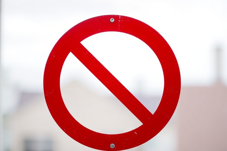 Create an image of a red prohibition sign with a transparent background, captured using a DSLR camera with a 50mm lens, aperture set to f/2.8, ISO 100, and a shallow depth of field to enhance the focus on the sign.