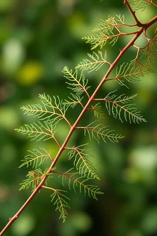 Create a high-resolution illustration of a foliage branch with delicate, intricate leaves, showcasing a clean, crisp outline, using a Canon EOS R5 at f/2.8, ISO 100, 50mm lens, natural daylight, shot from a top-down view for clarity and detail.