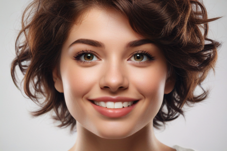 Bright and Joyful Portrait of a Young Woman with Beautiful Smile