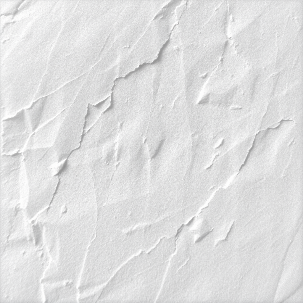 Generate a high-resolution image of a textured, irregularly shaped piece of aged paper with a soft, off-white color, using a DSLR camera with a 50mm lens at f/2.8, ISO 100, 1/125 sec, in natural light to enhance the details and shadows.