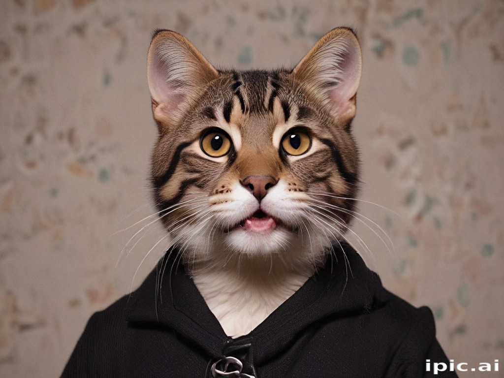 A Playful Cat Wearing a Stylish Black Hoodie with a Charming Expression